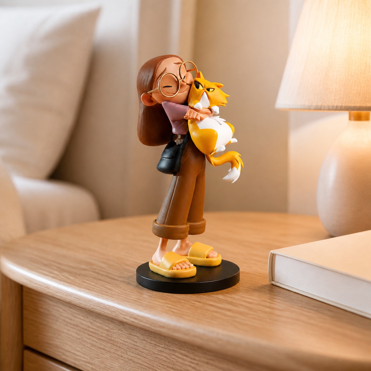 Custom figure displayed in a warm home setting
