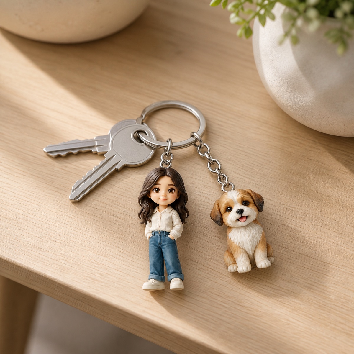 Custom figure charm on a key ring
